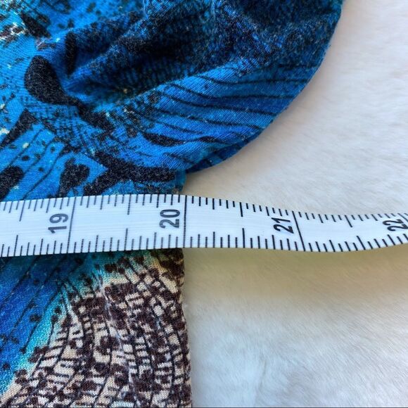Claudia EV Scoop Neck Long Sleeve  Blue, Brown And Cream Design Size Large - Picture 8 of 10